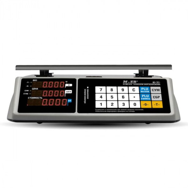 Весы торговые MERTECH M-ER 328 AC-15.2 "TOUCH-M" LED RS232, USB (325x230 мм) с сенс.клав MERTECH - торговое оборудование.